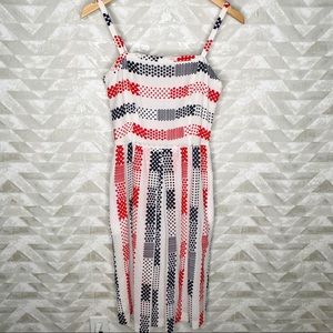 Brooks brothers red fleece dotted midi dress